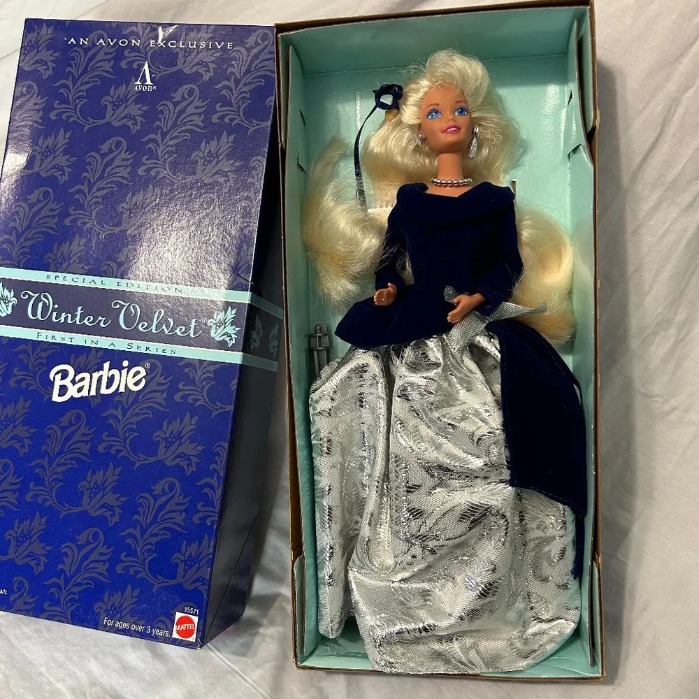 1995 Avon Winter Velvet Barbie Doll Collectible Holiday Vintage